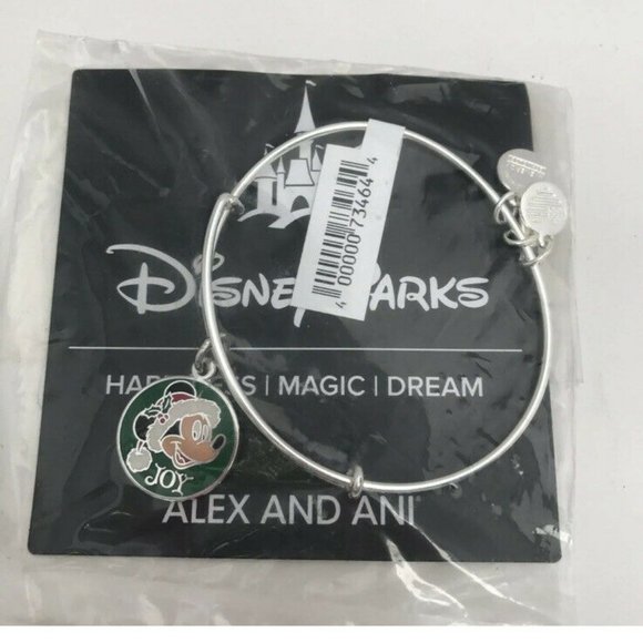 Disney Alex and Ani Santa Mickey Bracelet Silver - Picture 3 of 4